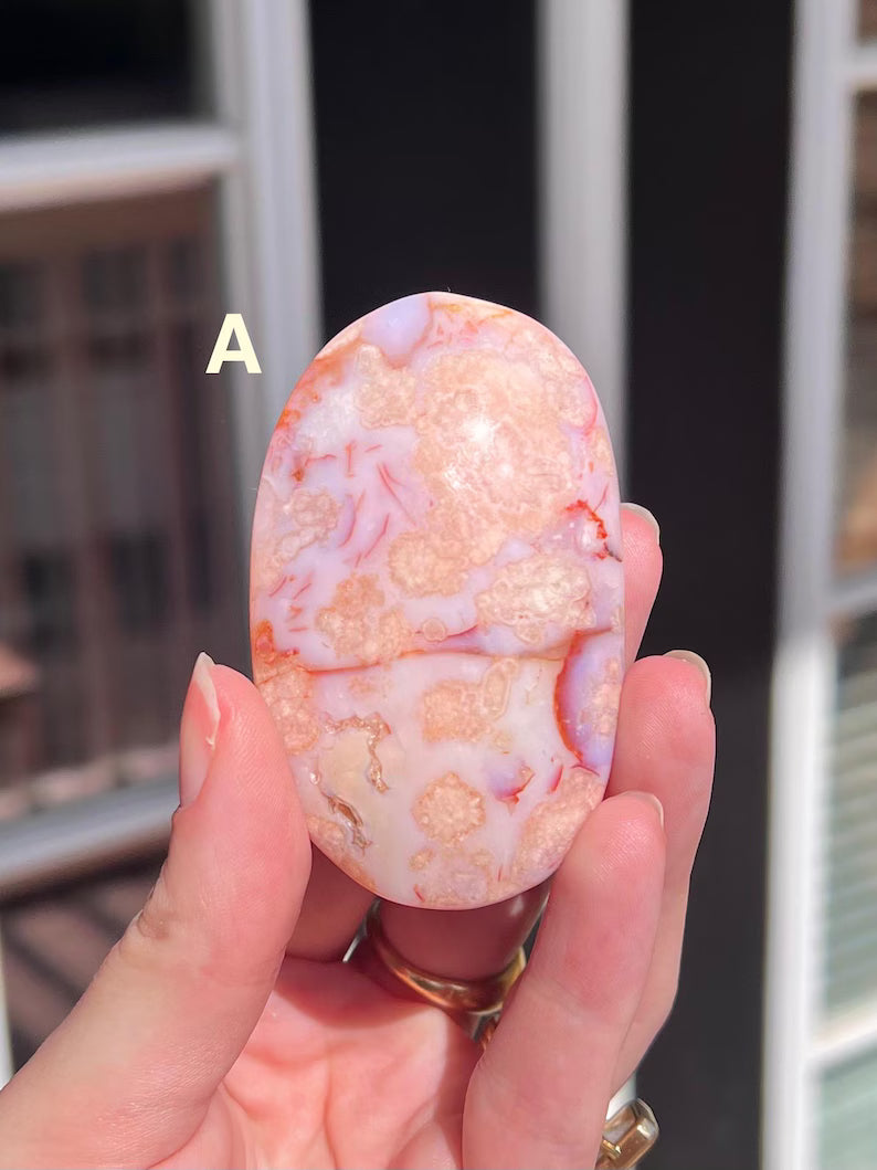 Flower Agate Palm Stones