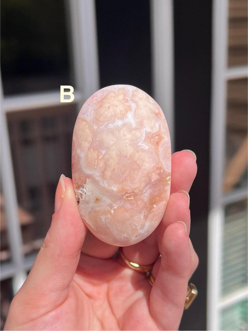 Flower Agate Palm Stones