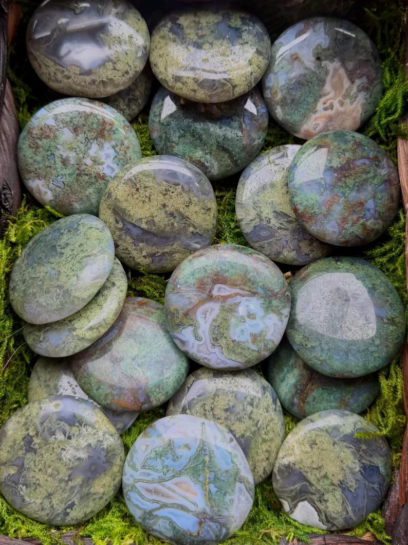 Moss Agate Palm Stone